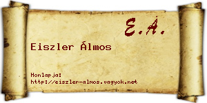 Eiszler Álmos névjegykártya
